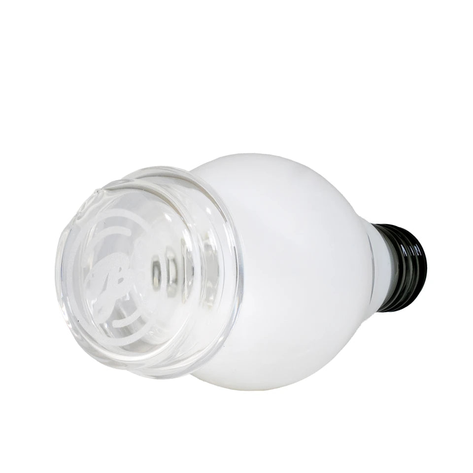 BigFun! Lightbowlb Peak Top lying on its side with its clear underside and white bulb-shaped body visible