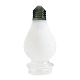 Unprinted side of the white BigFun! Lightbowlb Peak Top with a gray ridged mouthpiece and clear base