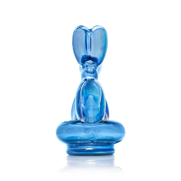 Rear view of the blue HEMPER Balloon Dog Peak Top showing its sculpted tail, ears, and rounded base