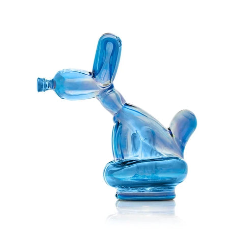 Left-facing profile of the blue HEMPER Balloon Dog Peak Top with its snout mouthpiece and raised tail