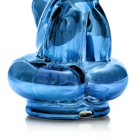 Close-up of the blue HEMPER Balloon Dog Peak Top showing its rounded legs, internal tube, and base opening