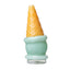 Mint ice cream Peak glass top close-up showing glossy scoop body and waffle cone detail