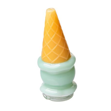 Mint ice cream Peak glass top standing upright with amber cone and rounded scoop body