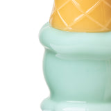 Front view of mint ice cream Peak glass top with waffle cone texture and clear bottom rim