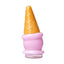 Pink ice cream Peak glass top with golden waffle cone texture on white background