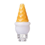 White ice cream Pivot top with yellow waffle cone texture, clear glass base, and compact accessory shape
