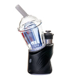 Rear view of BigFun! Sip-N-Dip Peak glass top on a black device showing blue chamber and clear cup body