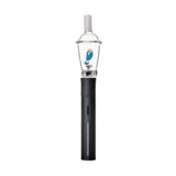 Close-up of BigFun! Sip-N-Dip Pivot glass top frosted cylindrical mouthpiece and rounded clear glass dome