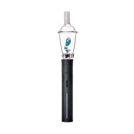 Close-up of BigFun! Sip-N-Dip Pivot glass top frosted cylindrical mouthpiece and rounded clear glass dome