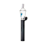 BigFun! Sip-N-Dip Pivot glass top front view with clear cup-shaped body, blue graphic and frosted mouthpiece