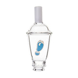 BigFun! Sip-N-Dip Pivot glass top installed on black device, side angle showing clear chamber and mouthpiece