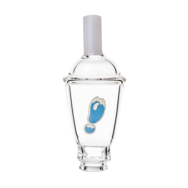 BigFun! Sip-N-Dip Pivot glass top installed on black device, side angle showing clear chamber and mouthpiece