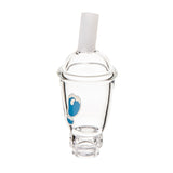 BigFun! Sip-N-Dip Pivot glass top angled front view with cup-shaped chamber, dome and frosted mouthpiece