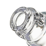 Close-up of BigFun! Sip-N-Dip Pivot glass top base opening showing thick clear borosilicate glass connection