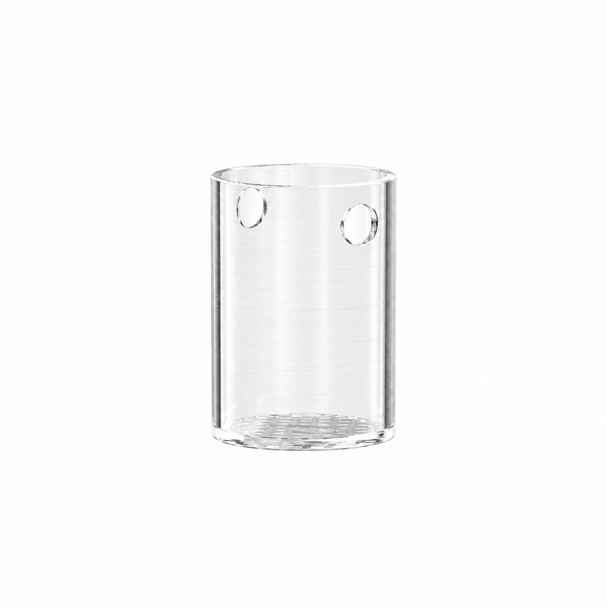 Side view of Dr. Dabber Switch² Sapphire Plus vaporizer insert showing clear walls and two upper openings