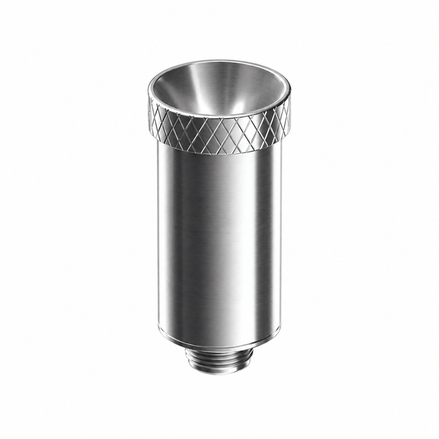 Dr. Dabber Ghost² eChamber upright with full ceramic dish, silver body and knurled top edge