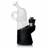 MJ Arsenal Specter Peak glass top animated view on a black Puffco Peak with frosted ghost body and clear handle