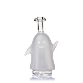 MJ Arsenal Specter Peak glass top front view with frosted ghost body, smiling face and clear mouthpiece