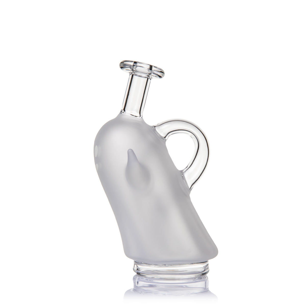 MJ Arsenal Specter Peak glass top side view showing frosted ghost profile, clear loop handle and mouthpiece