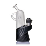 MJ Arsenal Specter Peak glass top installed on a black Puffco Peak with frosted ghost profile and clear handle