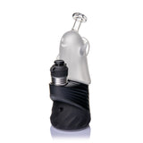 MJ Arsenal Specter Peak glass top on a black Puffco Peak, front angle showing frosted body and clear mouthpiece