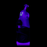 MJ Arsenal Specter Peak glass top on a Puffco Peak under UV light with glowing green face and purple body