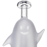 MJ Arsenal Specter Peak glass top face detail with smiling frosted ghost features and clear flared mouthpiece