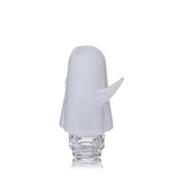 Side view of MJ Arsenal Specter Pivot glass attachment showing curved ghost arm and frosted borosilicate body