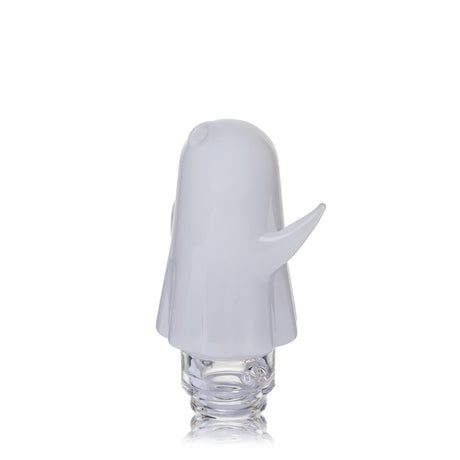 Side view of MJ Arsenal Specter Pivot glass attachment showing curved ghost arm and frosted borosilicate body