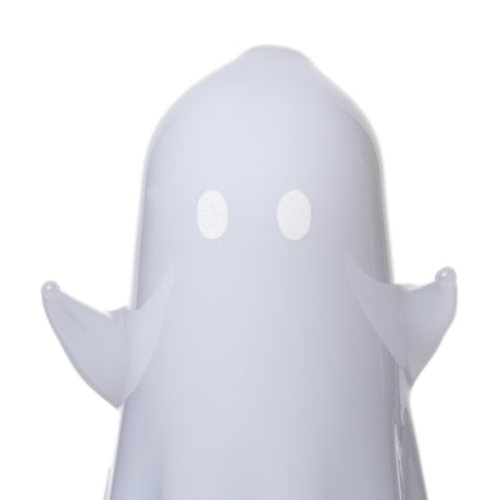 Close-up of MJ Arsenal Specter Pivot glass attachment showing frosted ghost face, white eyes and raised arms