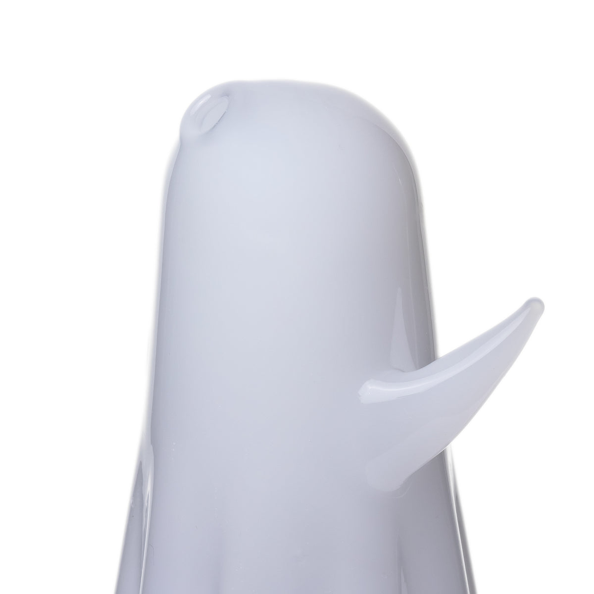 Side close-up of MJ Arsenal Specter Pivot glass attachment showing frosted ghost body and curved raised arm