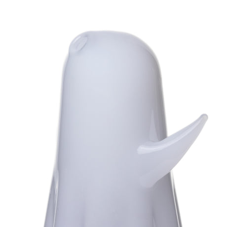 Side close-up of MJ Arsenal Specter Pivot glass attachment showing frosted ghost body and curved raised arm