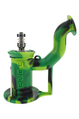 EYCE silicone dab rig with metal nail on top, green and black camo body with flared mouthpiece