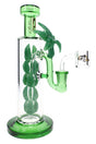 6B Glass leaf vine dab rig with dimensional green foliage, 14.5 mm joint, clear chamber and glass banger