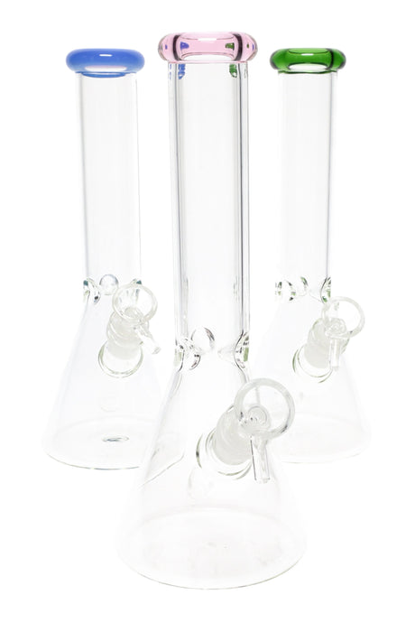 10" Colored Rim Glass on Glass Beaker Water Pipe - WP2292