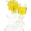 Yellow-accent 5½″ mini glass bong with fluid-filled “Ricky” head and matching chamber on an hourglass base.