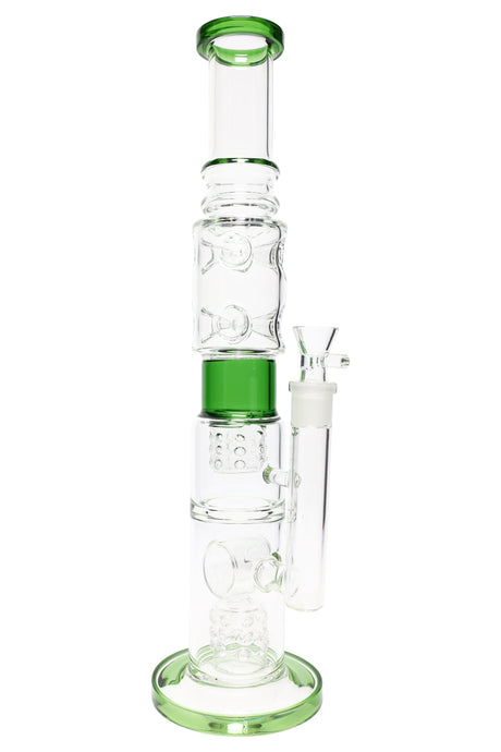 17" Thick Straight Shooter Glass on Glass Water Pipe with Donut Showerhead Perc - WP2803