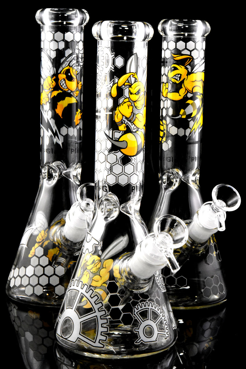 Medium Glow in the Dark Beeker GoG Water Pipe with Ice Pinch - WP2856