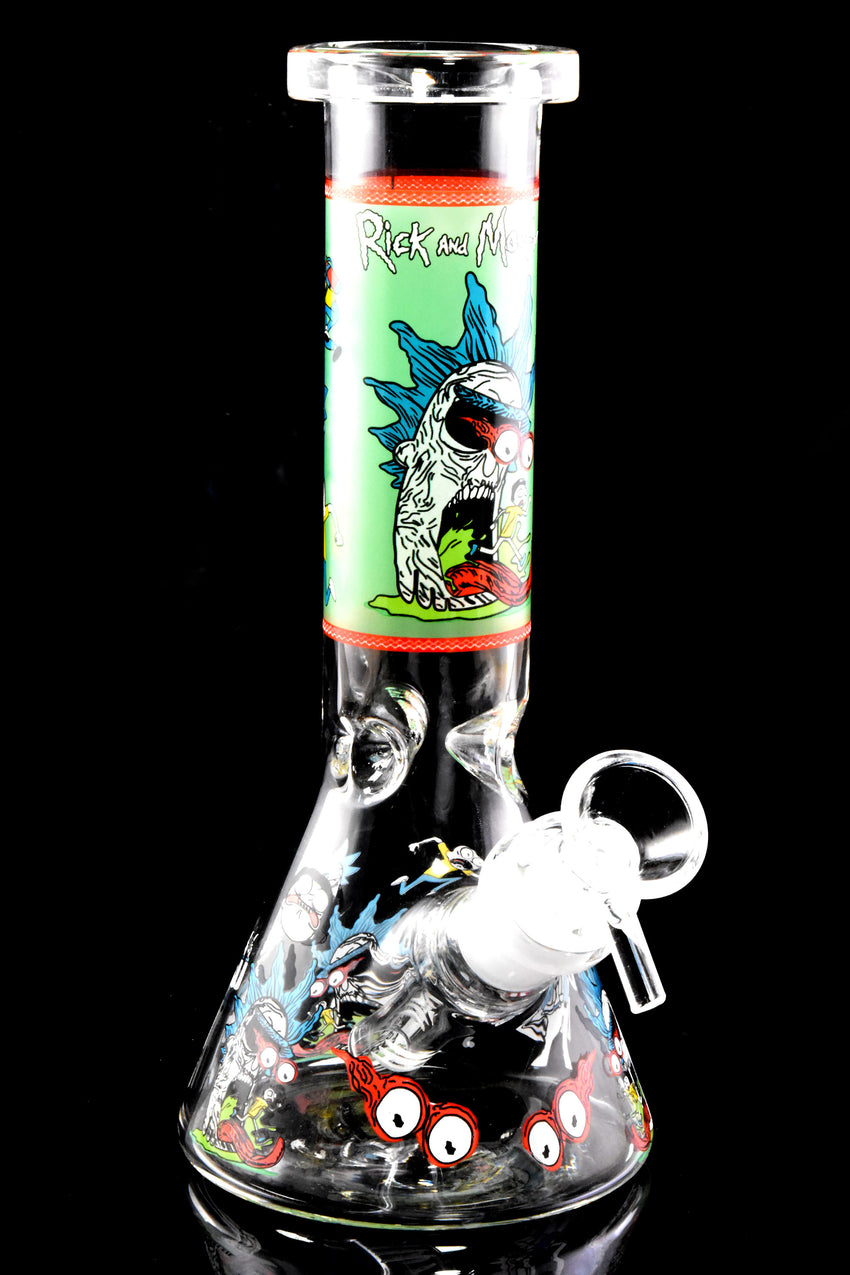 Small Glass on Glass R&M Glow in the Dark Beaker Water Pipe - WP2857