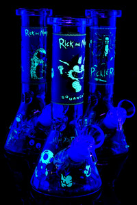 Small Glass on Glass R&M Glow in the Dark Beaker Water Pipe - WP2857