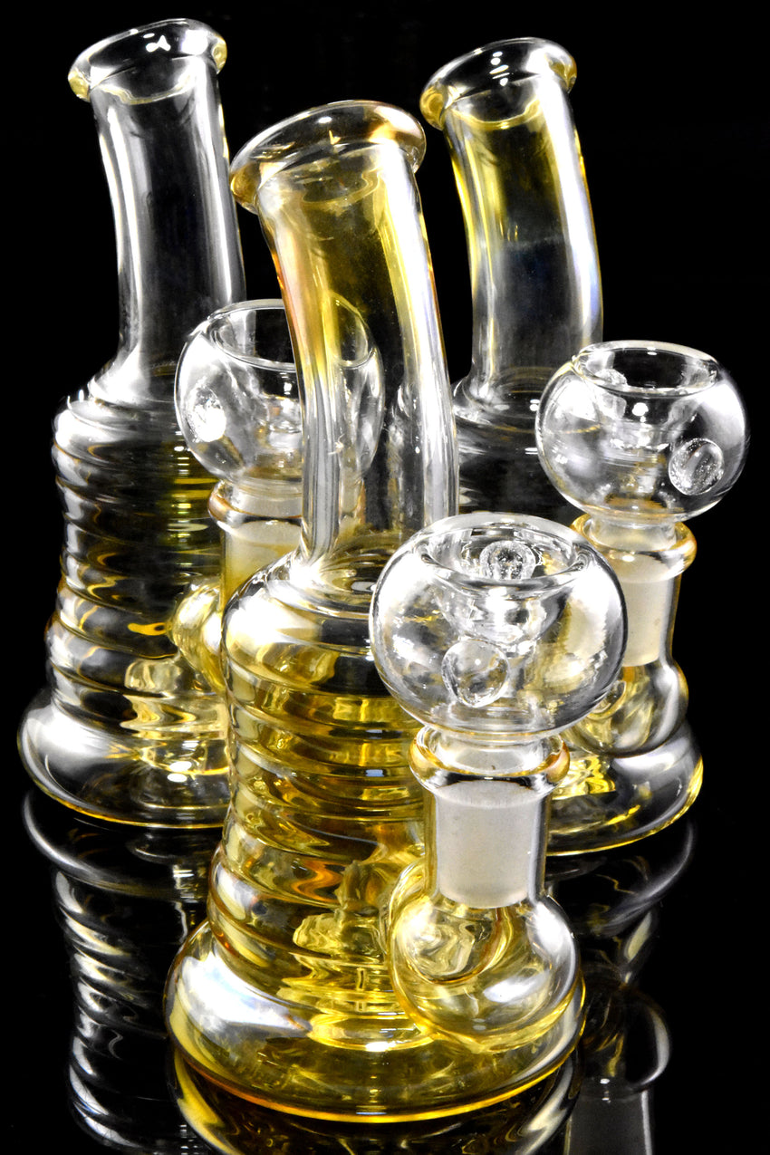 Mini Fumed Glass on Glass Stemless Water Pipe with Showerhead Perc - WP2863