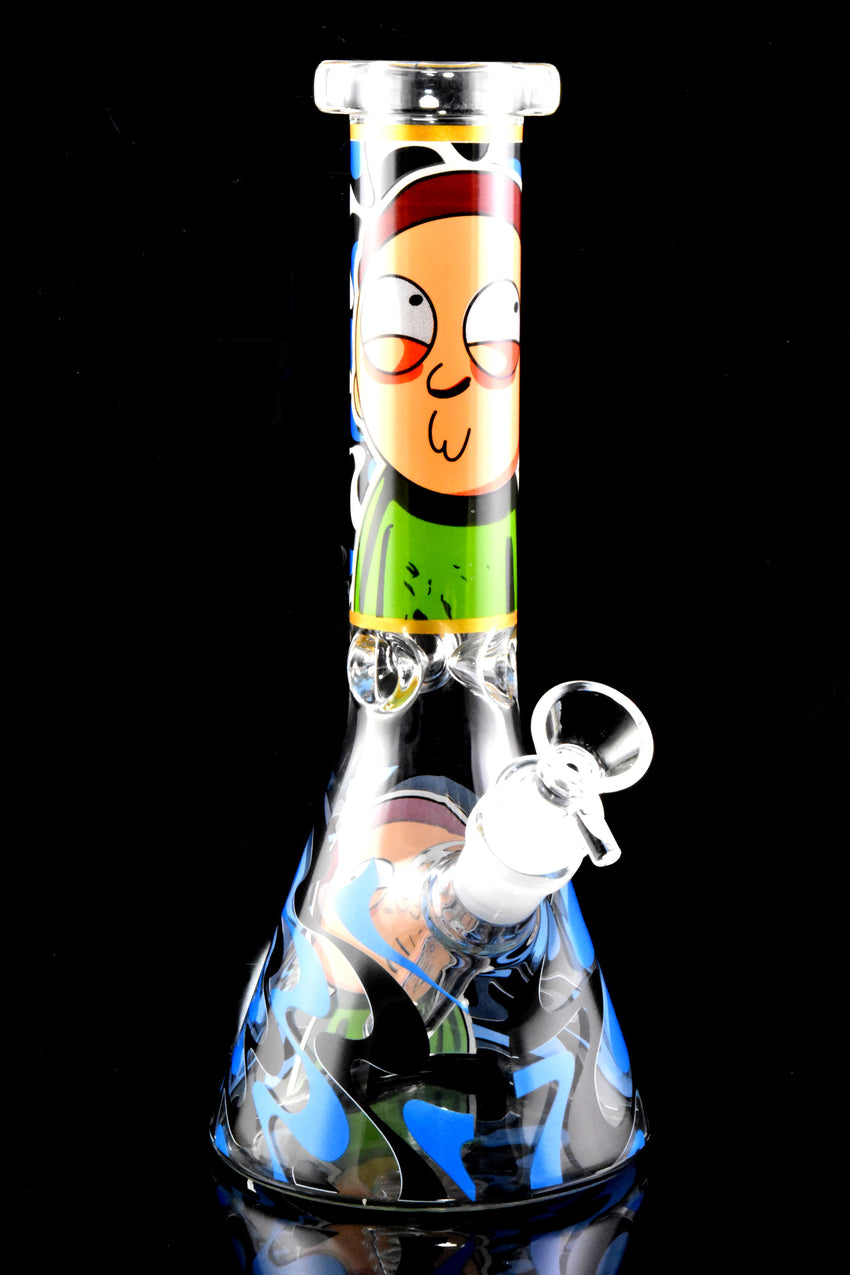 Medium Glow in the Dark R&M Glass on Glass Beaker Water Pipe - WP2883