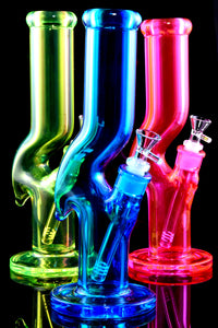 Small Bright Colored Glass on Glass Zig Zag Water Pipe - WP2884