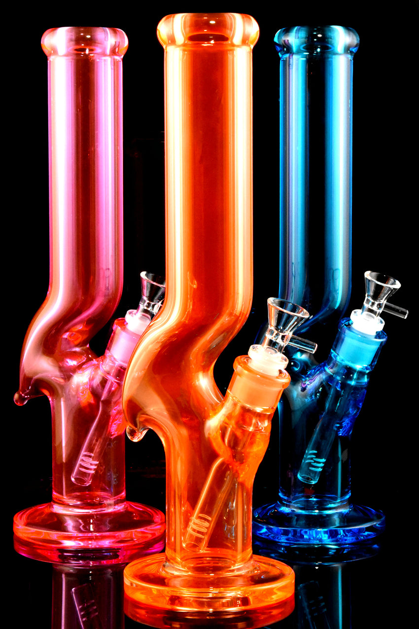 Medium Zig Zag Bright Glass on Glass Straight Shooter Water Pipe - WP2887