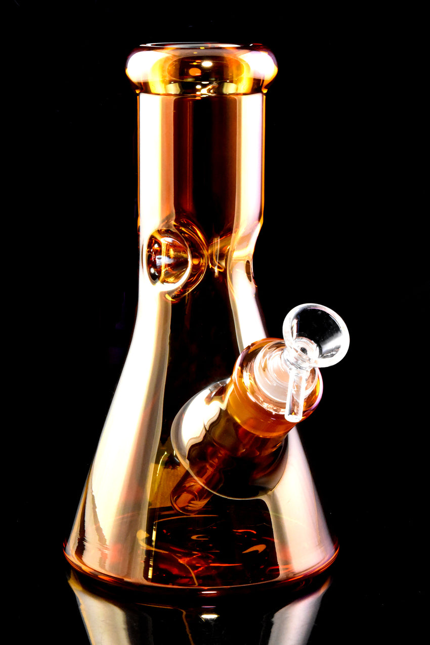 Small Thick Metallic Glass on Glass Beaker Water Pipe - WP2893
