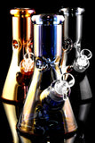 Small Thick Metallic Glass on Glass Beaker Water Pipe - WP2893