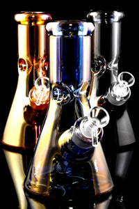 Small Thick Metallic Glass on Glass Beaker Water Pipe - WP2893