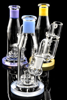 Small Neon GoG Stemless Bottle Dab Rig with Showerhead Perc - WP2905