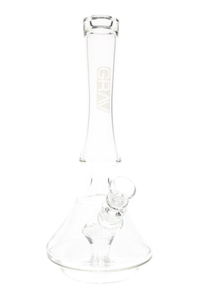 Clear GRAV Empress water pipe, 13-inch beaker-style bong with 6-inch base, 14.5 mm bowl, neck restriction, and 8-cut perc for smooth pulls
