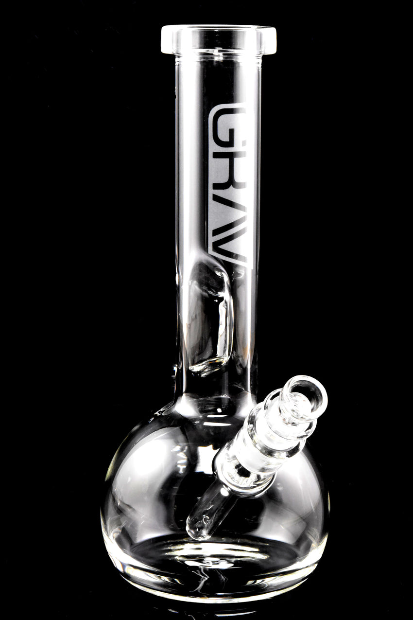 Grav Small Clear Round Base Water Pipe - WP2917
